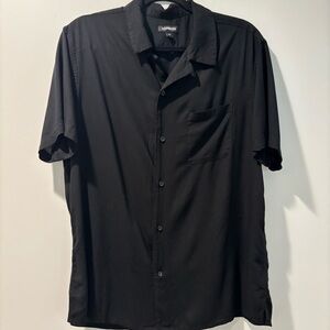 Express Men's Casual Black Button-Down Shirt - Large